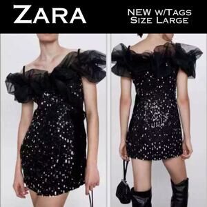 Zara Black Sequin Mini Dress